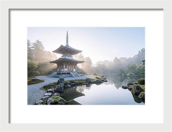 Ornate Pagoda Amid Japanese Garden
