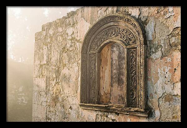 Ornate Window Frame In Old Wall