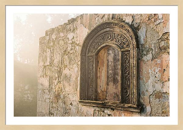 Ornate Window Frame In Old Wall