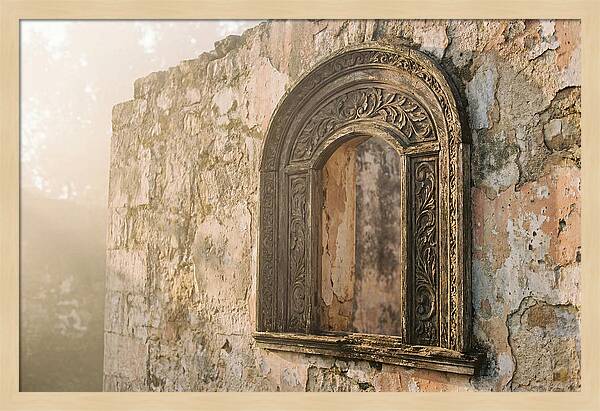 Ornate Window Frame In Old Wall