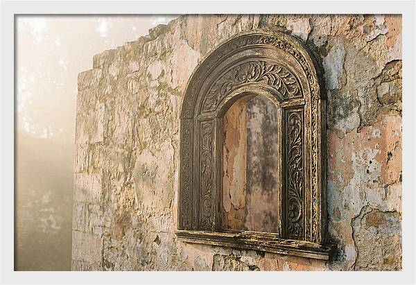 Ornate Window Frame In Old Wall