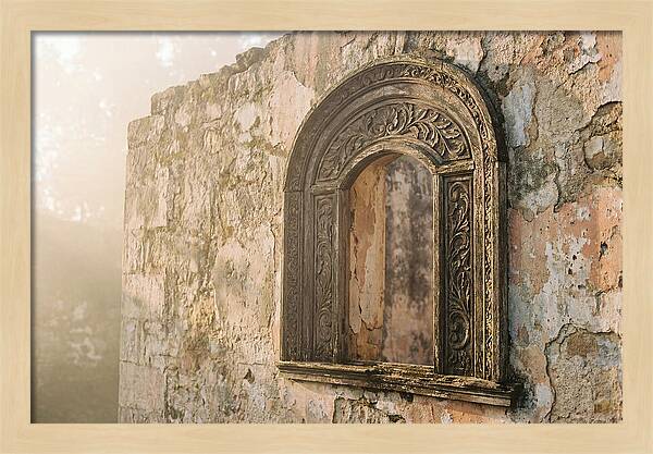 Ornate Window Frame In Old Wall