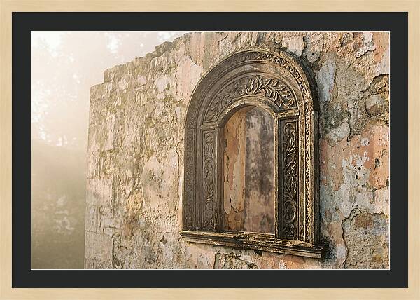 Ornate Window Frame In Old Wall