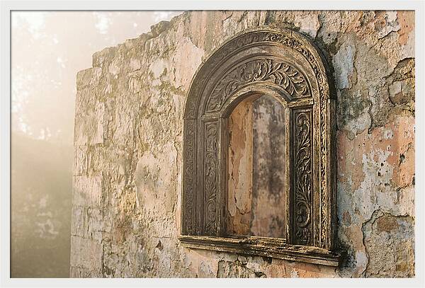 Ornate Window Frame In Old Wall