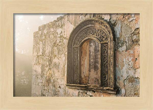 Ornate Window Frame In Old Wall