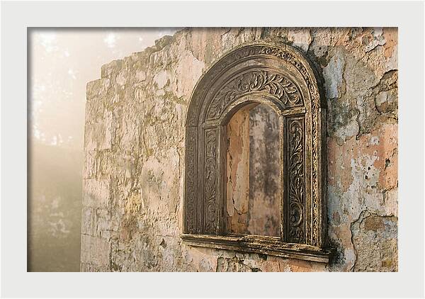 Ornate Window Frame In Old Wall