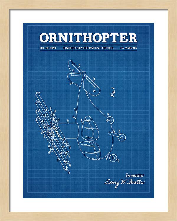 Ornithopter Blueprint Patent Us2985407
