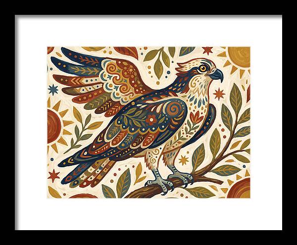 Osprey In Folk Art Style