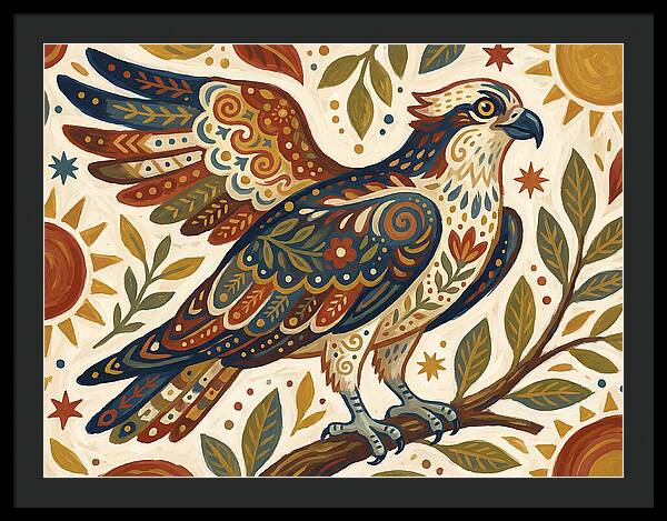 Osprey In Folk Art Style