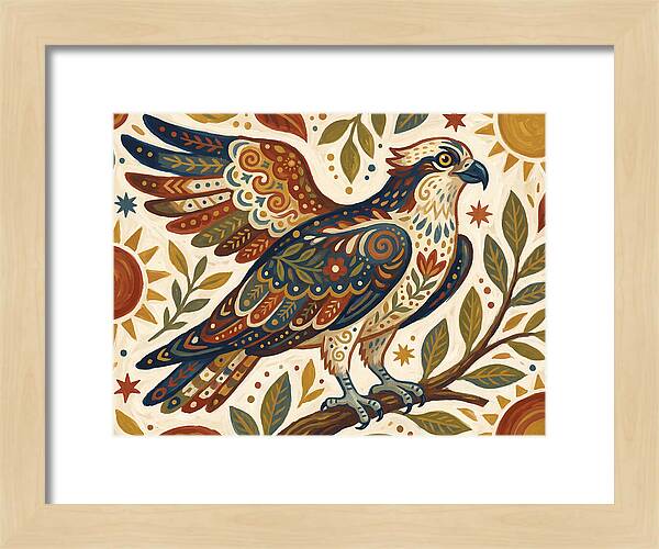 Osprey In Folk Art Style