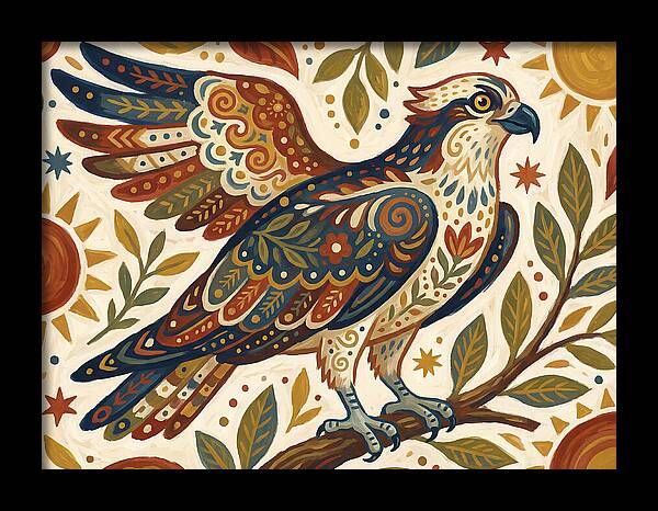 Osprey In Folk Art Style