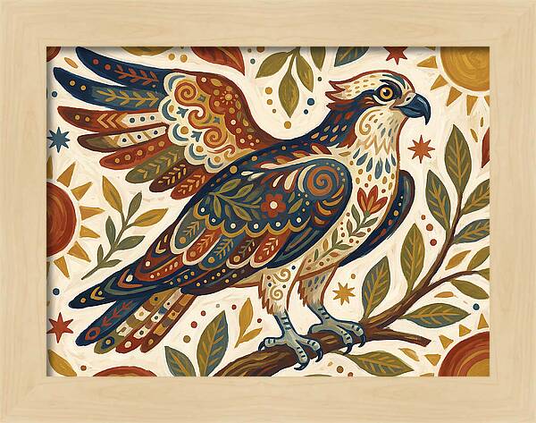Osprey In Folk Art Style