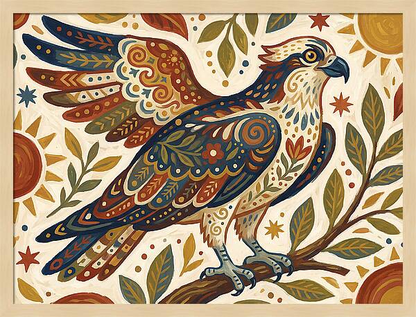 Osprey In Folk Art Style