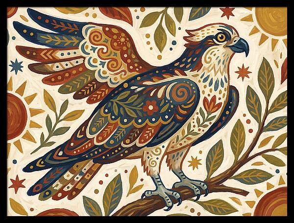 Osprey In Folk Art Style
