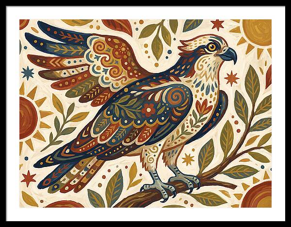 Osprey In Folk Art Style