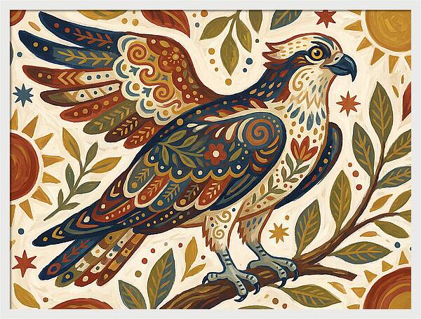 Osprey In Folk Art Style