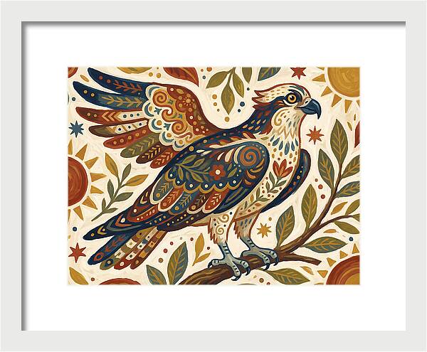 Osprey In Folk Art Style
