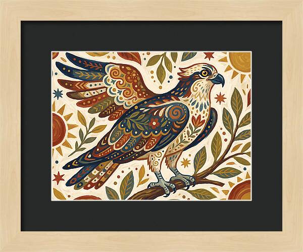 Osprey In Folk Art Style