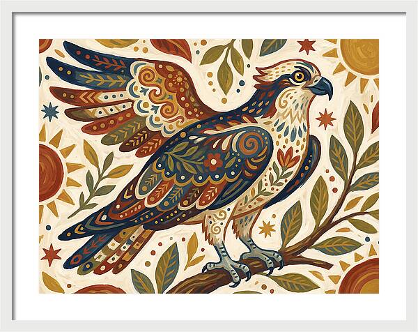 Osprey In Folk Art Style