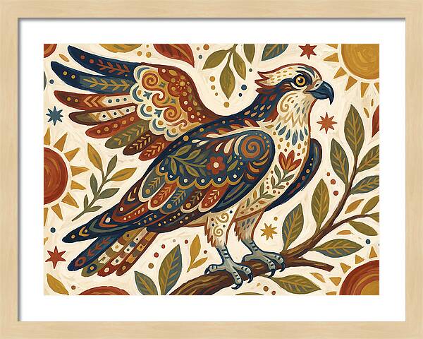 Osprey In Folk Art Style