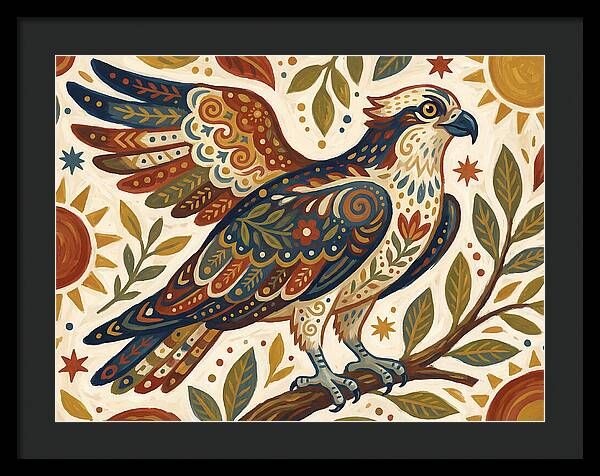 Osprey In Folk Art Style