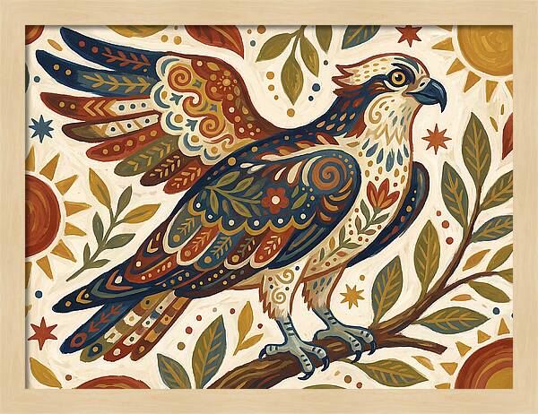 Osprey In Folk Art Style