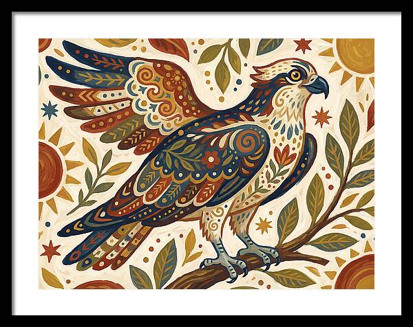 Osprey In Folk Art Style
