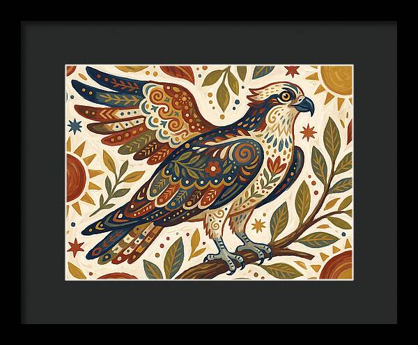 Osprey In Folk Art Style