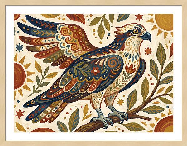 Osprey In Folk Art Style