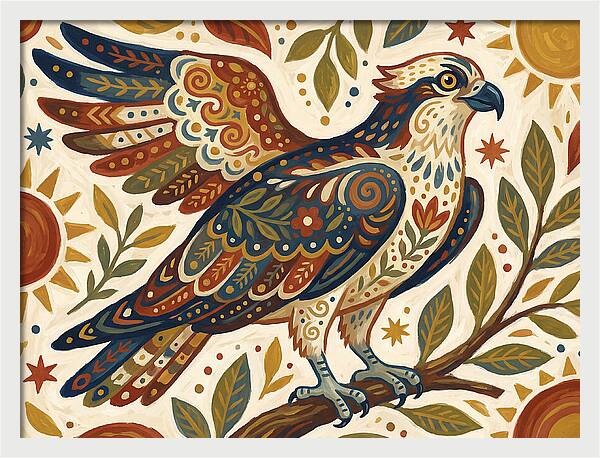 Osprey In Folk Art Style