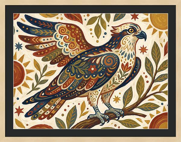 Osprey In Folk Art Style
