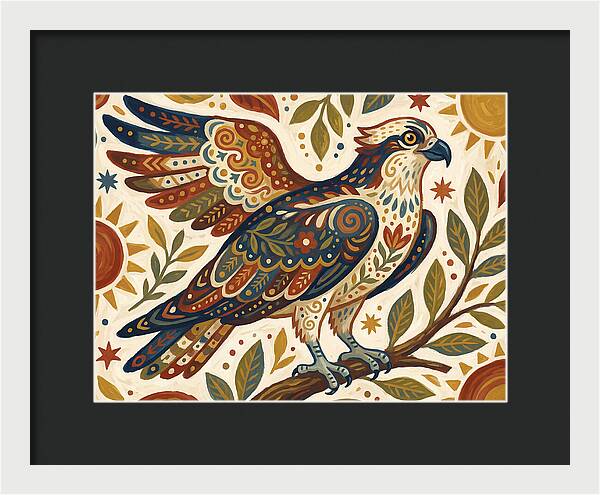 Osprey In Folk Art Style