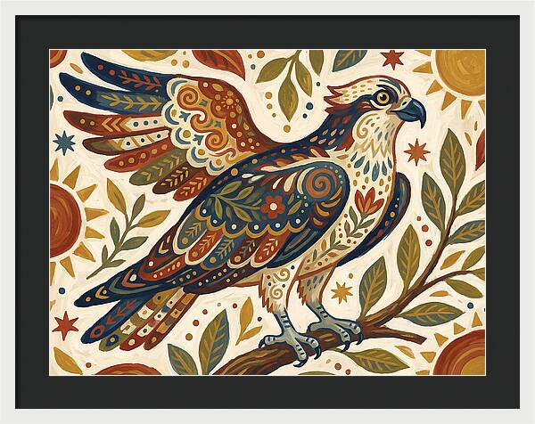 Osprey In Folk Art Style