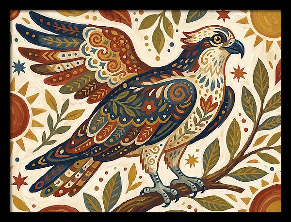 Osprey In Folk Art Style
