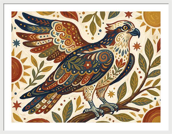 Osprey In Folk Art Style