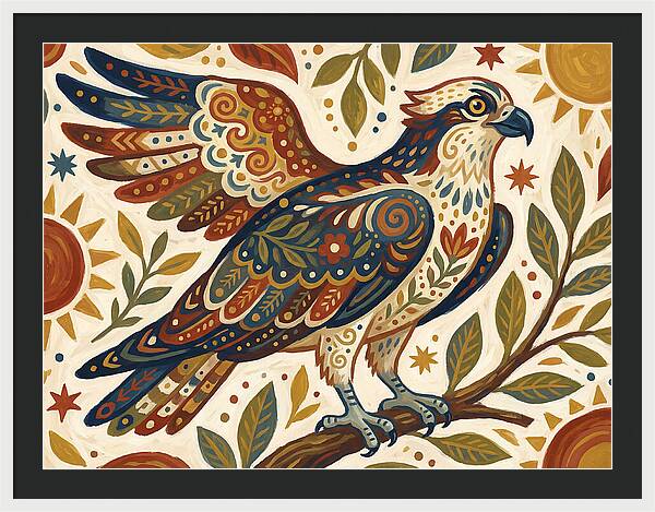 Osprey In Folk Art Style