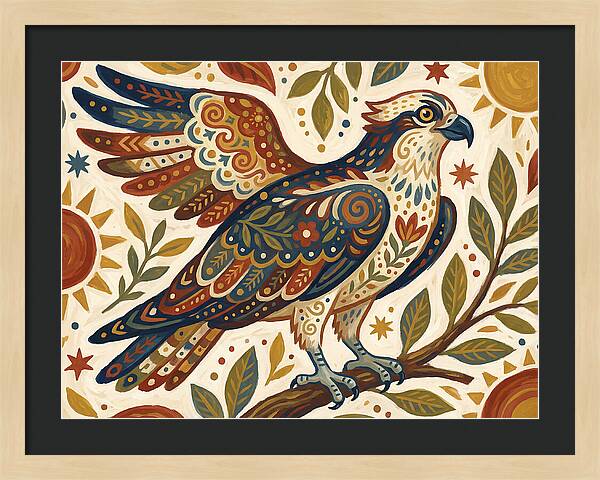 Osprey In Folk Art Style