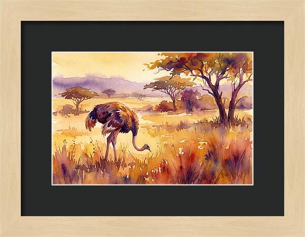Ostrich In Golden Savanna