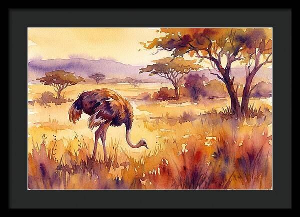 Ostrich In Golden Savanna