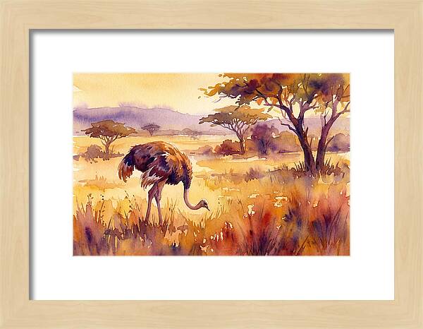 Ostrich In Golden Savanna