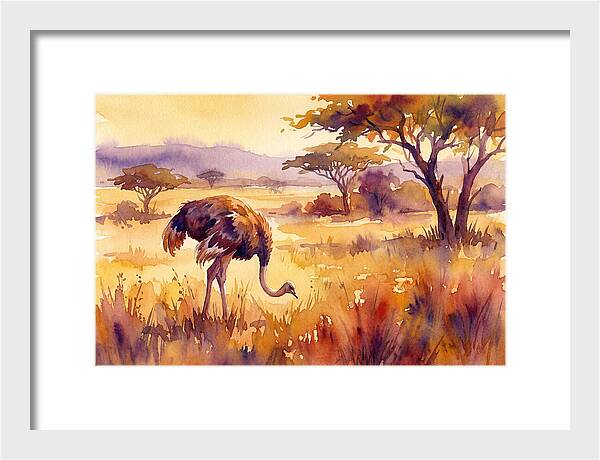 Ostrich In Golden Savanna