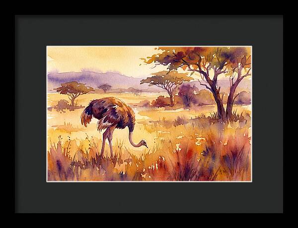 Ostrich In Golden Savanna