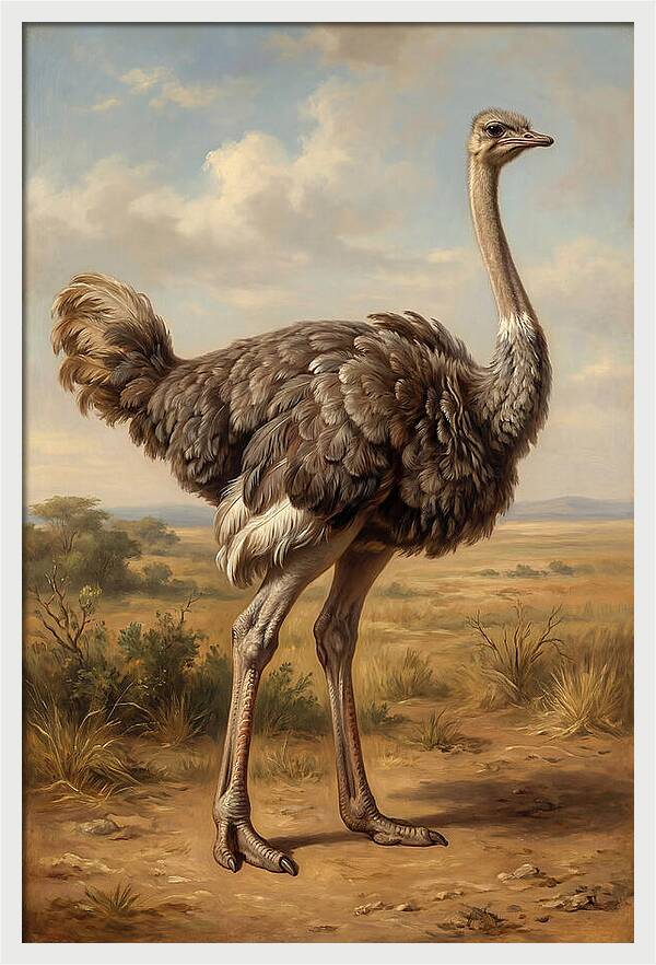 Ostrich In Natural Habitat