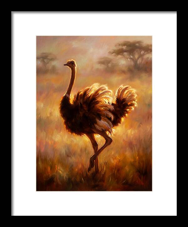 Ostrich In Sunset