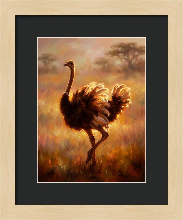 Ostrich In Sunset
