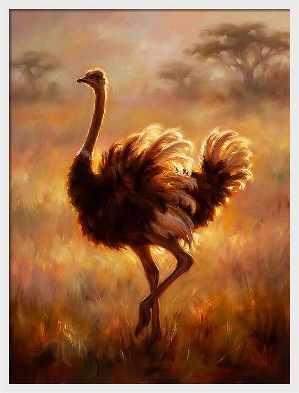 Ostrich In Sunset