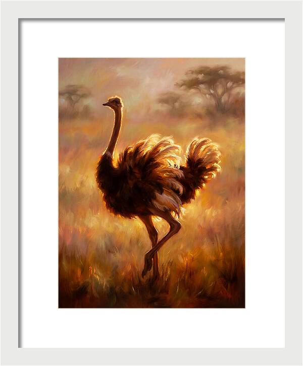 Ostrich In Sunset