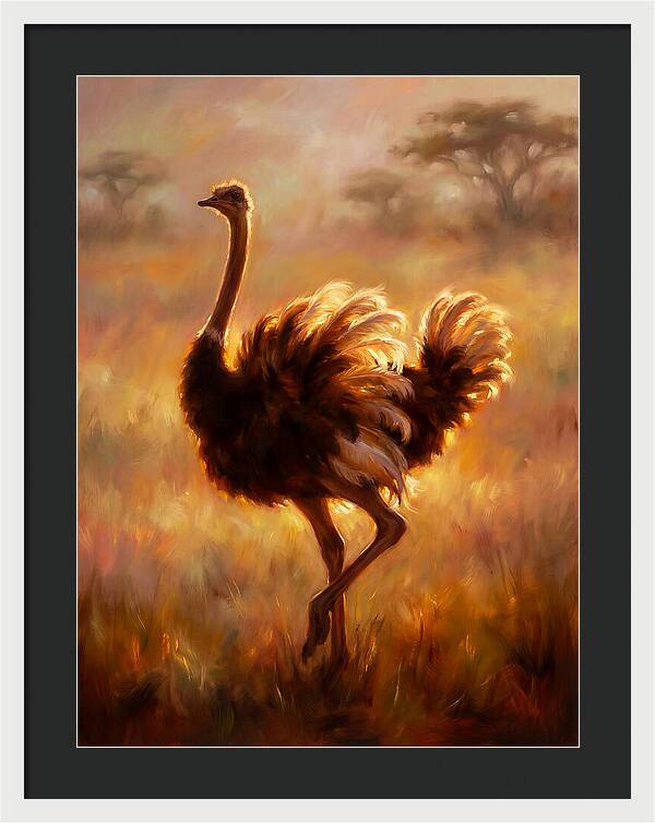 Ostrich In Sunset