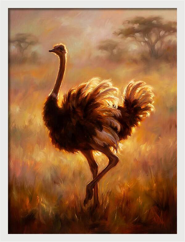 Ostrich In Sunset