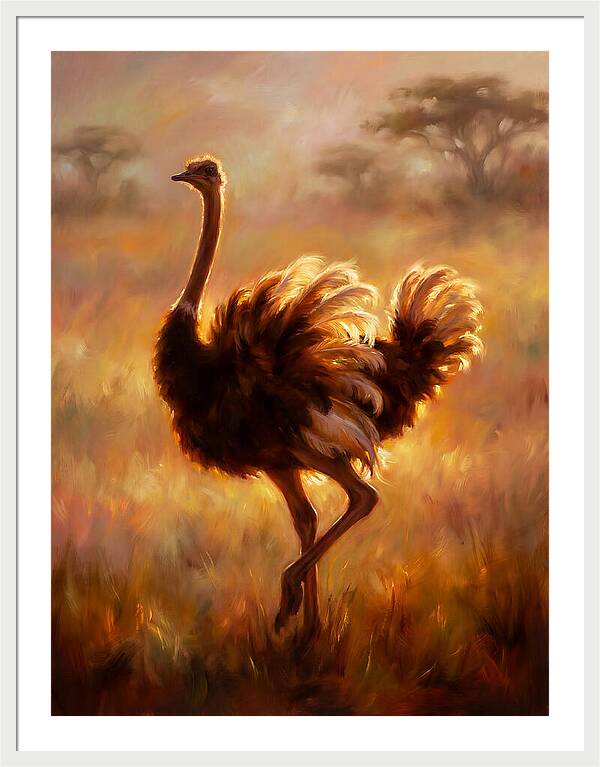 Ostrich In Sunset